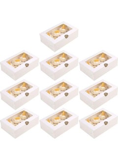 XiuWoo 10-Piece 6-Cavity Cupcake Box Set White/Clear  - Image 1