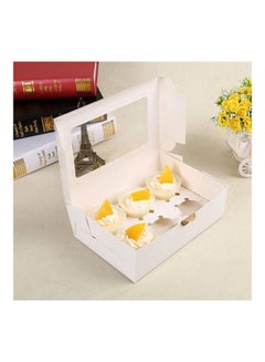 XiuWoo 10-Piece 6-Cavity Cupcake Box Set White/Clear  - Image 2