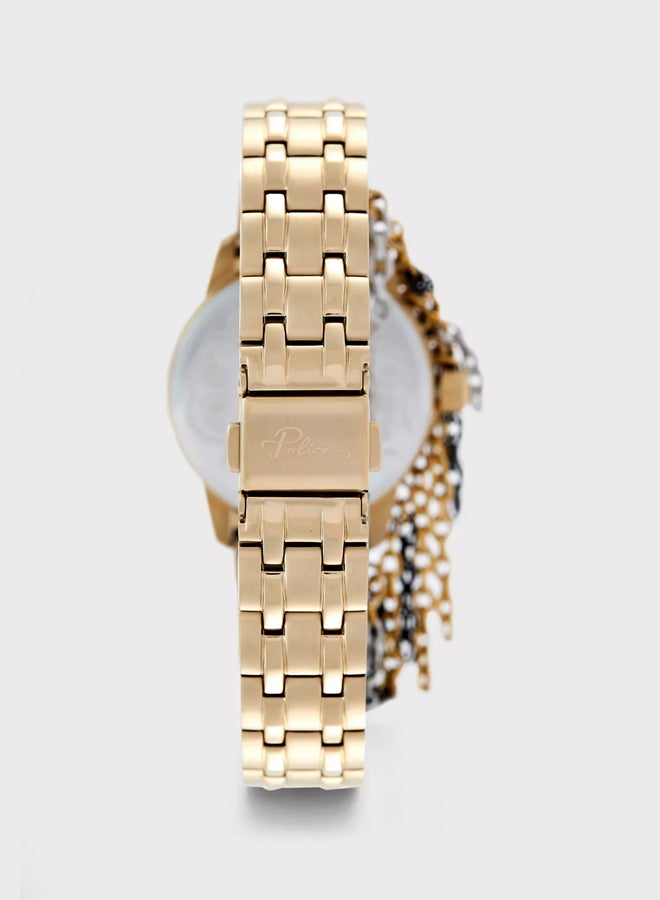 POLICE - Women's Vantaa Round Shape Stainless Steel Analog Wrist Watch 38 mm - Gold - P 16030BSG-04M - Image 1