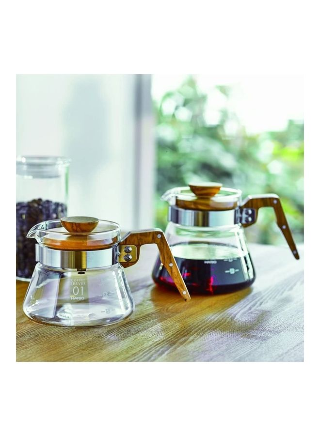 XiuWoo 600 ml Coffee Server Olive Wood Clear/Brown  - Image 2