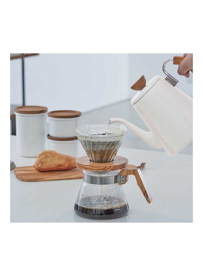 XiuWoo 600 ml Coffee Server Olive Wood Clear/Brown  - Image 4