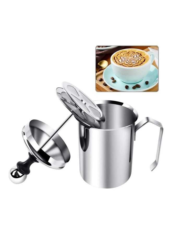 XiuWoo Stainless Steel Hand Pump Milk Frother Silver