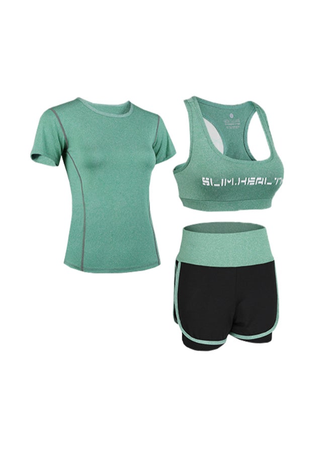 3-Piece Quick-Drying Sweat Suit Fitness Set Green/Black  - Image 1