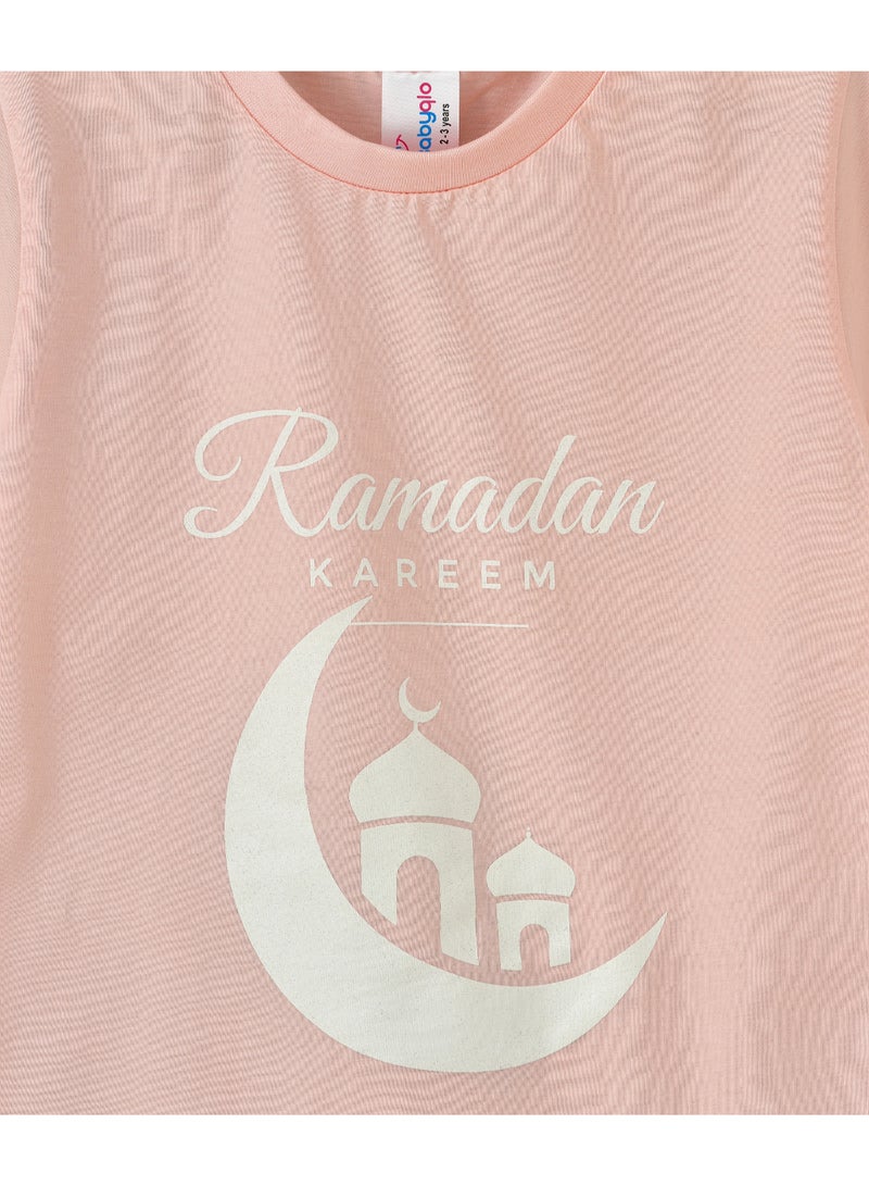 بيبي كلو تيشيرت بفتحة رقبة مستديرة وطبعة احتفالية وردي - Image 3