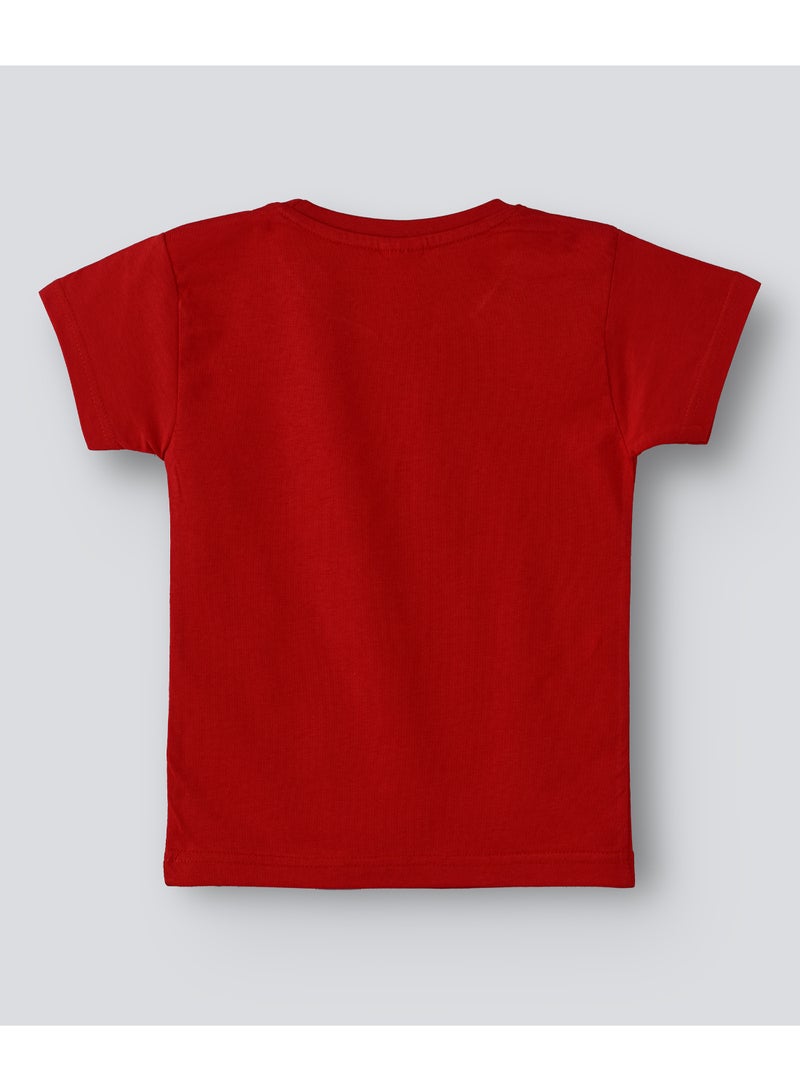 بيبي كلو تيشيرت بفتحة رقبة مستديرة وطبعة احتفالية أحمر - Image 2