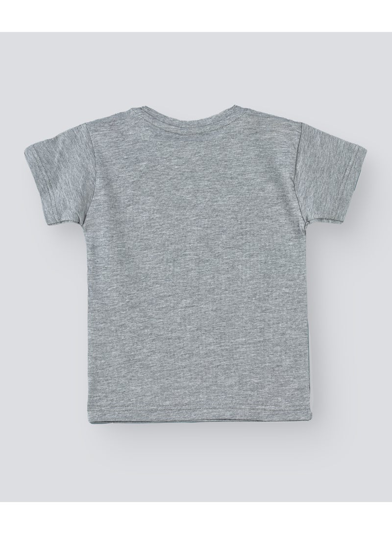 babyqlo Festive Print Crew Neck T-Shirt Grey  - Image 2