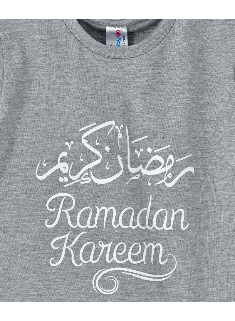 بيبي كلو تيشيرت بفتحة رقبة مستديرة وطبعة احتفالية رمادي - Image 3