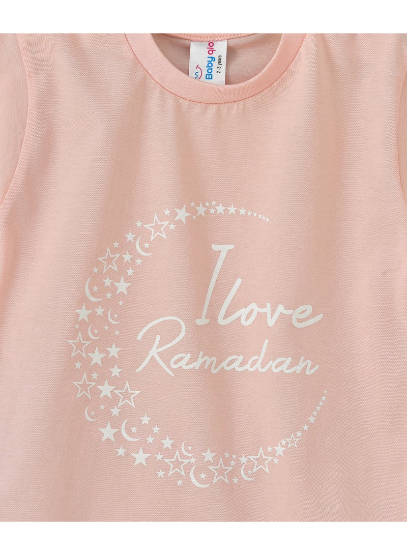 بيبي كلو تيشيرت بفتحة رقبة مستديرة وطبعة احتفالية وردي - Image 3