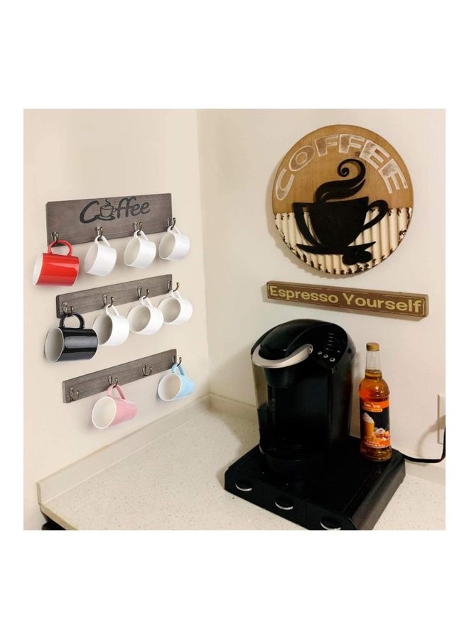 XiuWoo Wall Mounted Mug Rack Coffee Brown  - Image 4