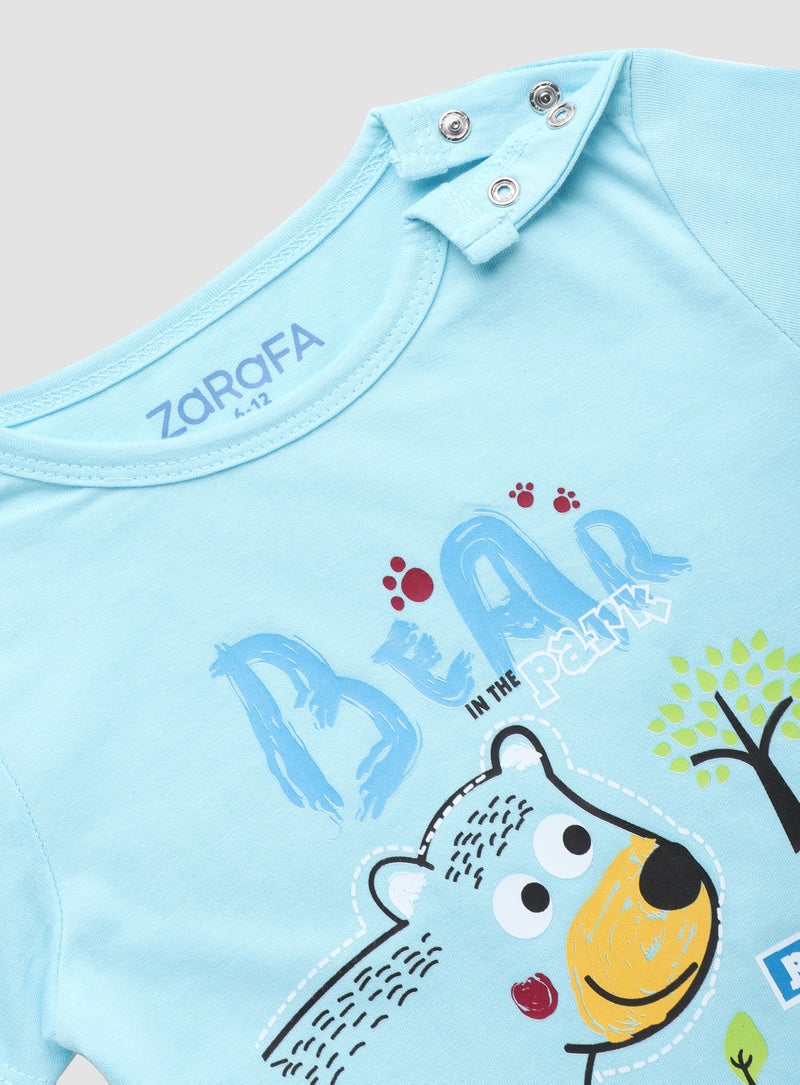 Zarafa Baby Boys Round Neck Short Sleeve T-Shirt Blue  - Image 3
