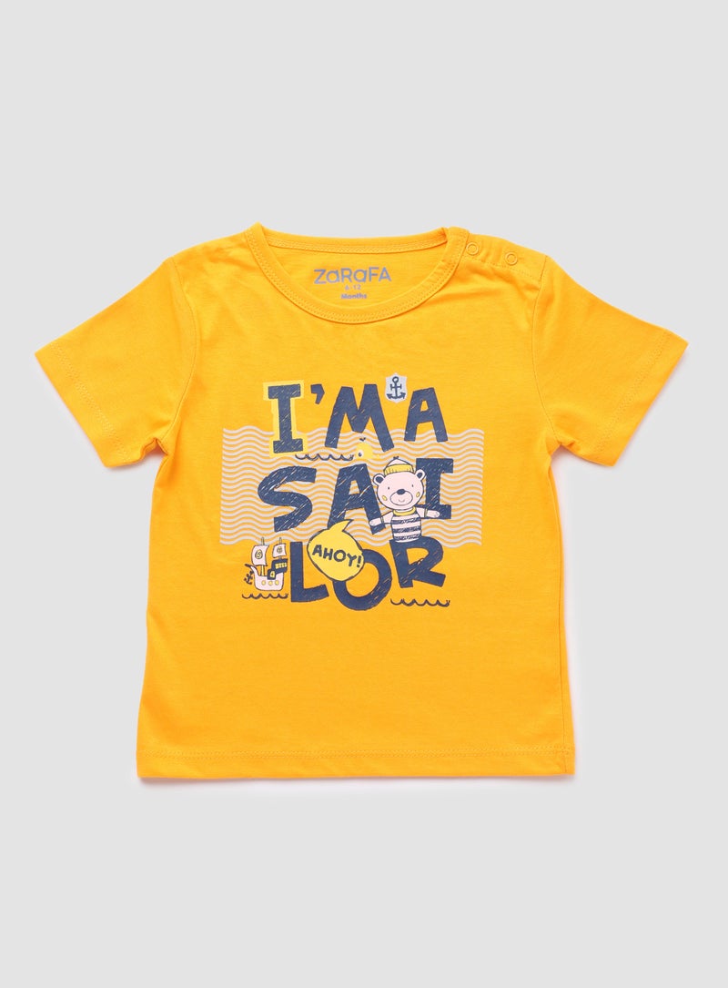 Zarafa Baby Boys Round Neck Short Sleeve T-Shirt Dark Blue - Image 1