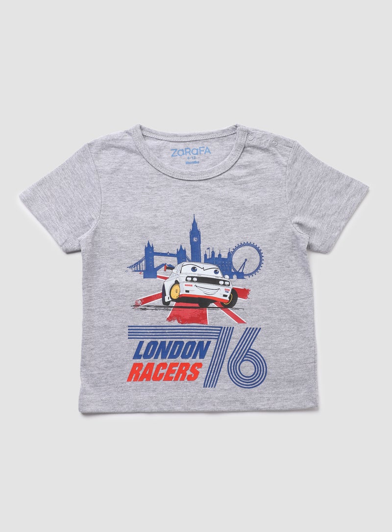 Zarafa Baby Boys Round Neck Short Sleeve T-Shirt Grey - Image 1