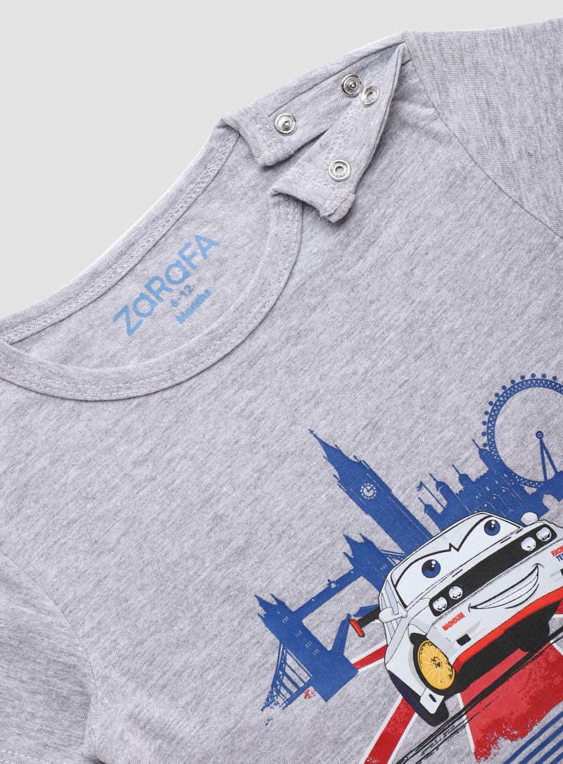 Zarafa Baby Boys Round Neck Short Sleeve T-Shirt Grey - Image 3
