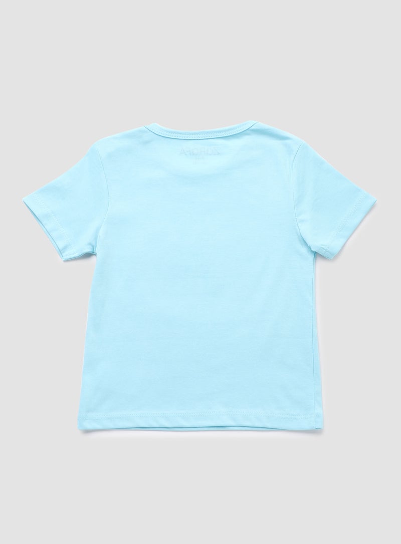 Zarafa Round Neck Graphic Printed T-Shirt Baby Blue - Image 2