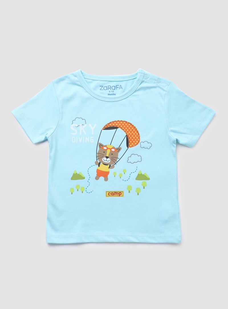 Zarafa Baby Boys Round Neck Short Sleeve T-Shirt Light Blue - Image 1