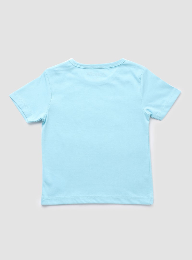 Zarafa Baby Boys Round Neck Short Sleeve T-Shirt Light Blue - Image 2