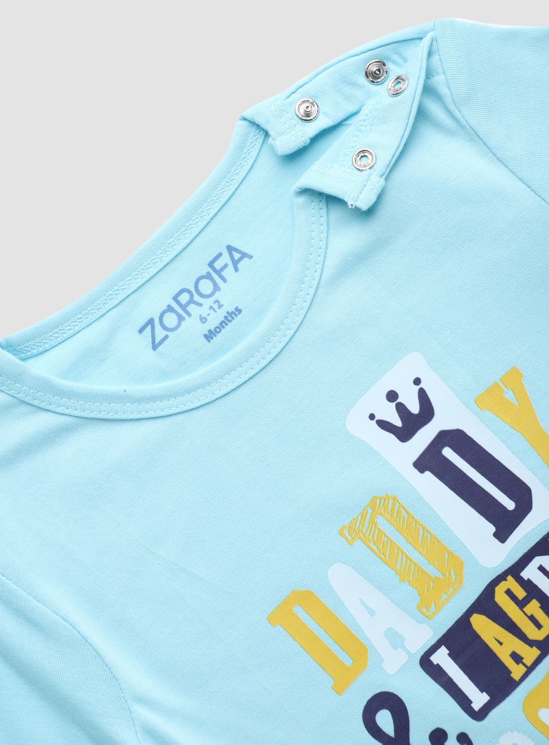 Zarafa Round Neck Graphic Printed T-Shirt Baby Blue - Image 3