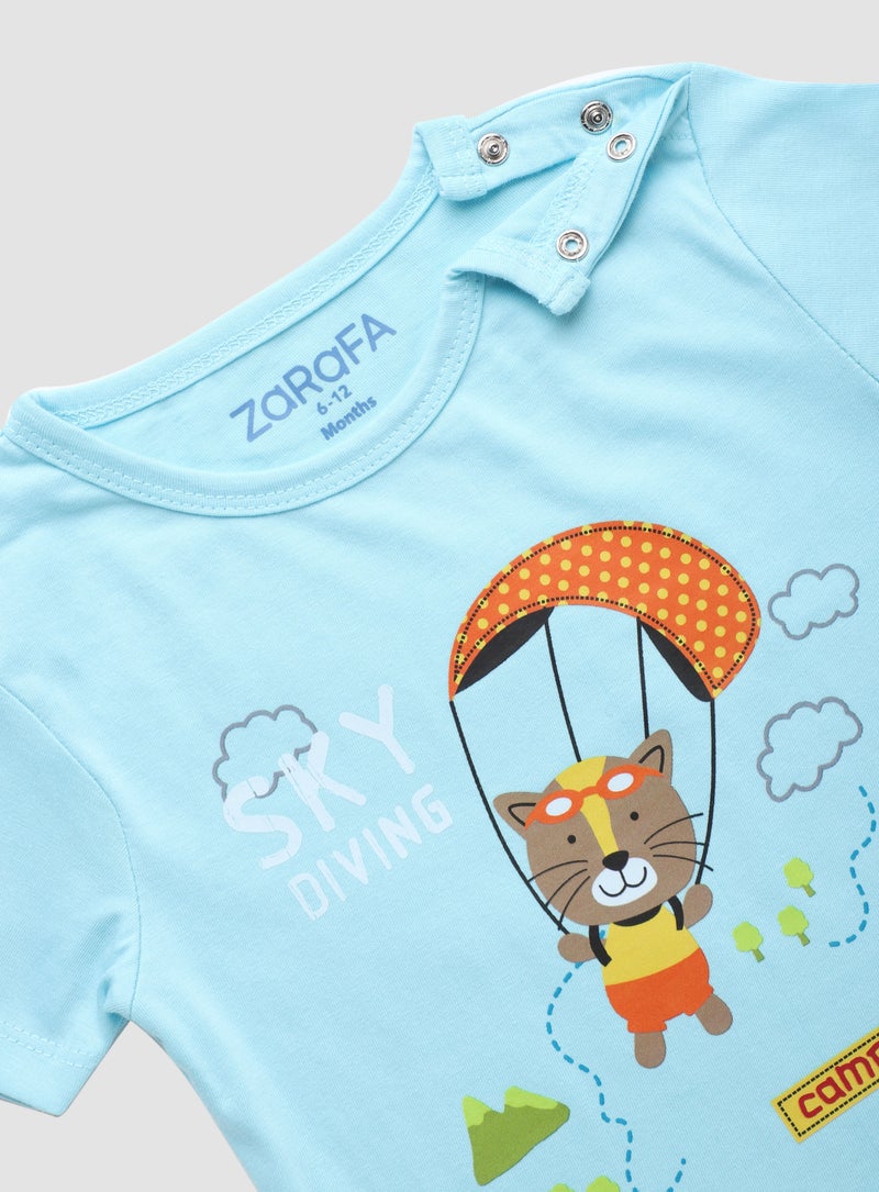 Zarafa Baby Boys Round Neck Short Sleeve T-Shirt Light Blue - Image 3