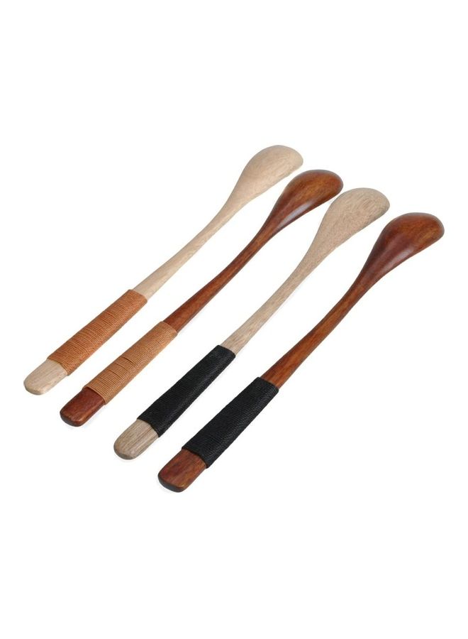 شو وو ملاعق خشبية مصنوعة يدوياً بيد طويلة من 4 قطع متعدد الألوان - Image 2