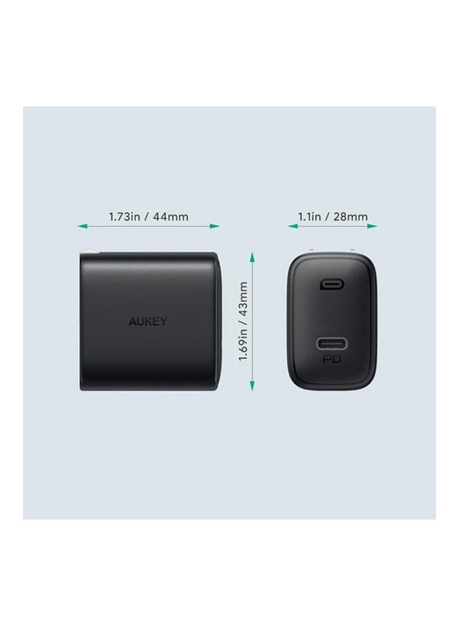 Aukey - Swift 18W PD Charger With Type-C Cabel Black - Image 1
