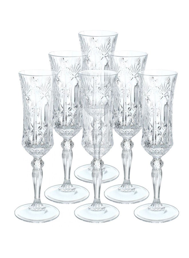 RCR 6 Piece Glass Flute Set 16 cm 5 1/3 oz Clear 5 1/3ounce - Image 1