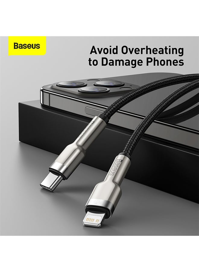 Baseus USB C to Lightning-Fast Charging Data Transfer Cable Type-C PD 20W Cafule Series Fast Power Deliver Charge For Apple iPhone 13 Pro/13 Pro Max/13/13 Mini, iPad 9, 12 Mini/12/12 Pro (25cm) Black/Silver  - Image 4