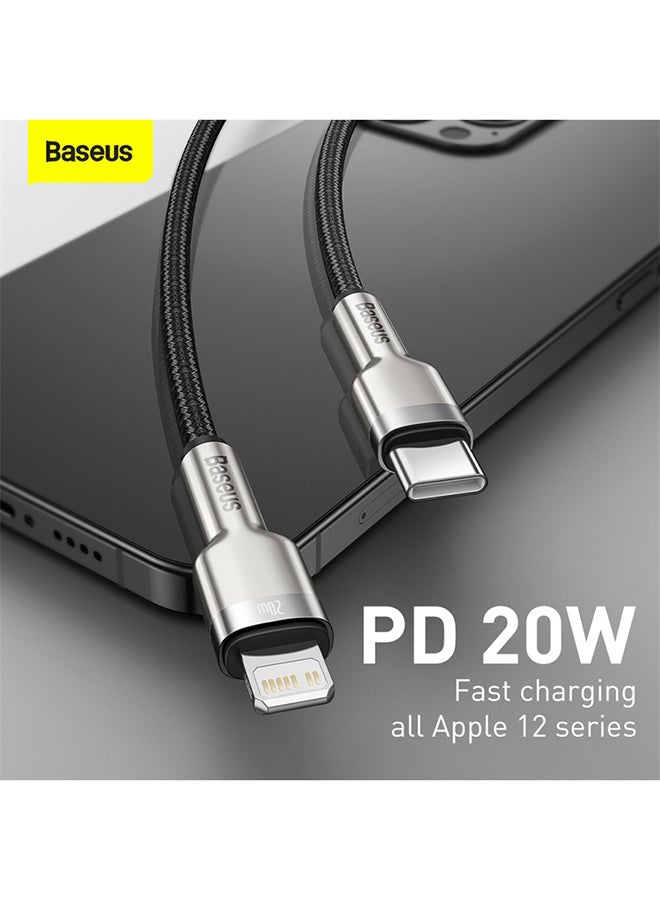 Baseus USB C to Lightning-Fast Charging Data Transfer Cable Type-C PD 20W Cafule Series Fast Power Deliver Charge For Apple iPhone 13 Pro/13 Pro Max/13/13 Mini, iPad 9, 12 Mini/12/12 Pro (25cm) Black/Silver  - Image 5