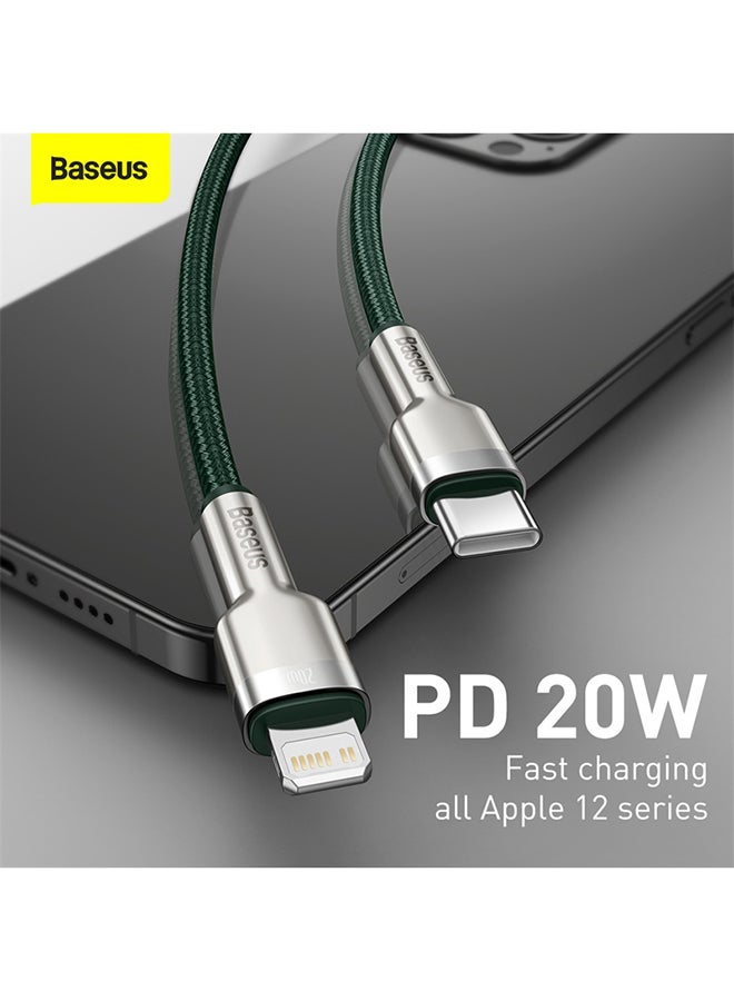 بيسوس كابل USB C إلى لايتنينج للشحن السريع ونقل البيانات بتقنية PD بقدرة 20 وات من سلسلة كافولي ومتوافق مع هواتف آيفون 14 و14 برو/ 13 برو/ 13 برو ماكس / 13/13 ميني، آي باد 9، 12 ميني/ 12/12 برو، بطول متر واحد أخضر/فضي - Image 5