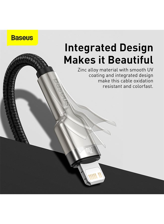 Baseus USB C to Lightning-Fast Charging Data Transfer Cable Type-C PD 20W Cafule Series Fast Power Deliver Charge For Apple iPhone 13 Pro/13 Pro Max/13/13 Mini, iPad 9, 12 Mini/12/12 Pro (25cm) Black/Silver  - Image 3