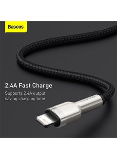 Baseus USB-A to Lightning-Fast Charging Data Transfer Cable Cafule Series Braided Nylon 2.4A for iPhone 14 Pro/14 Pro Max, 13 Pro/13 Pro Max/13/13 mini, iPad 9, 12 mini/12/12 Pro and More 1M Black/Silver  - Image 4