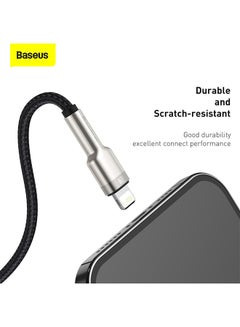 Baseus USB-A to Lightning-Fast Charging Data Transfer Cable Cafule Series Braided Nylon 2.4A for iPhone 14 Pro/14 Pro Max, 13 Pro/13 Pro Max/13/13 mini, iPad 9, 12 mini/12/12 Pro and More 1M Black/Silver  - Image 5