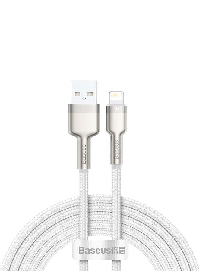 Baseus USB-A to Lightning-Fast Charging Data Transfer Cable Cafule Series Braided Nylon 2.4A for iPhone 14 Pro/14 Pro Max, 13 Pro/13 Pro Max/13/13 mini, iPad 9, 12 mini/12/12 Pro and More 2M White - Image 1