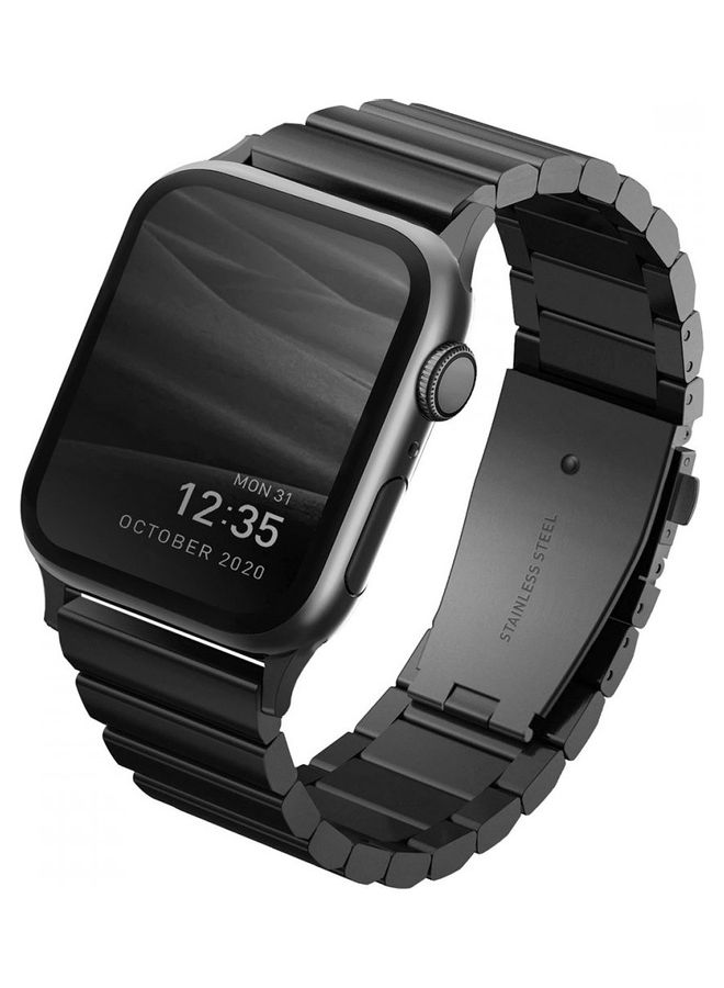 سوار من الإستانلس ستيل لساعة أبل مقاس 42-44 مم . أسود - Image 1