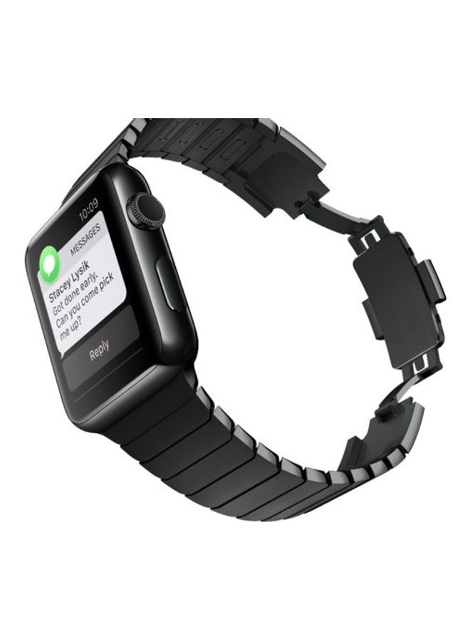 سوار من الإستانلس ستيل لساعة أبل مقاس 42-44 مم . أسود - Image 2