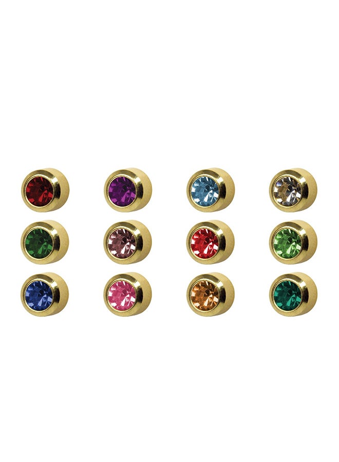 MediSystem 12-Pairs 24K Gold Plated Swarovski Mini Earrings  - Image 1