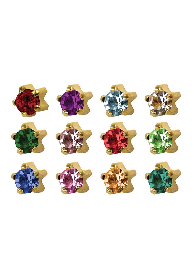 MediSystem 12-Pairs 24K Gold Plated Swarovski Tiffany Earrings  - Image 1