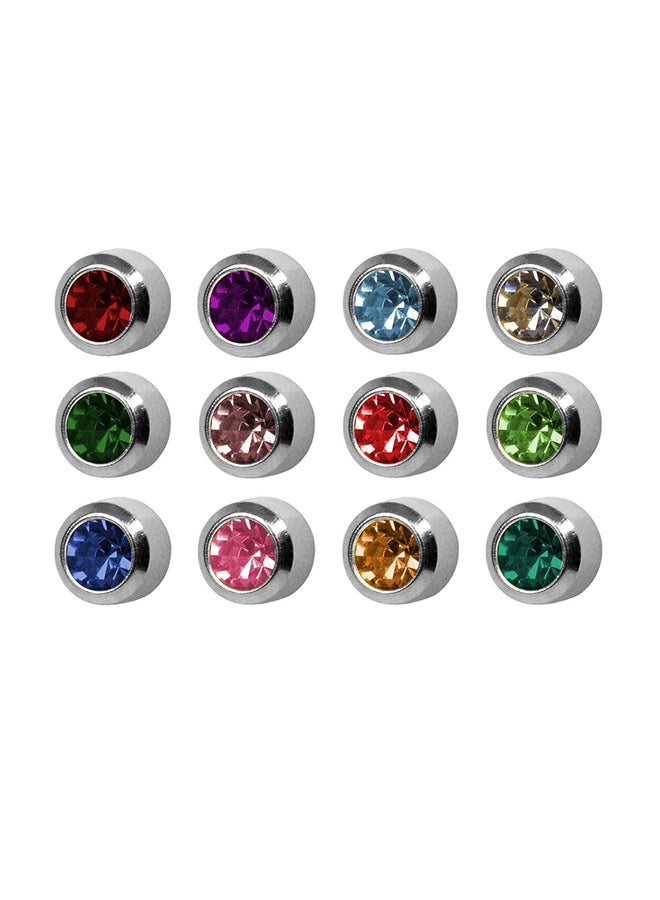 MediSystem 12-Pairs Stainless Steel Swarovski Earrings  - Image 1