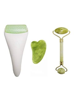 3 In 1 Facial Ice Jade Roller With Gua-Sha Tool White/Green 7.48x3.35inch