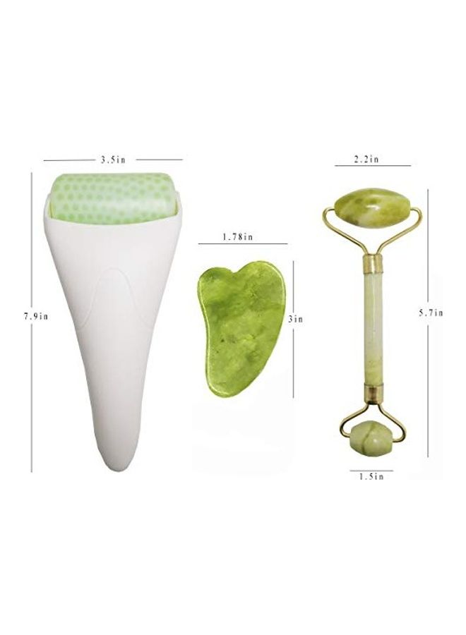 Generic - 3 In 1 Facial Ice Jade Roller With Gua-Sha Tool White/Green 7.48x3.35inch - Image 1