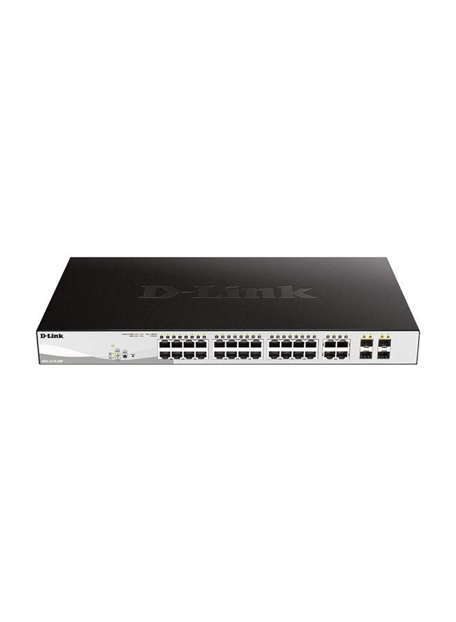 D-Link DGS-1210-28P 28-Port Gigabit Smart Managed PoE Switch, 24*10/100/1000BASE-T PoE ports, 4*Gigabit RJ45/SFP Combo ports, Extensive Management and Layer 2 Features, L2+ Static Routing | DGS-1210-28P Black  - Image 1