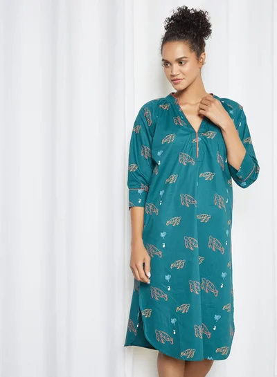 Dandelion Sea Turtles Sleepshirt Teal