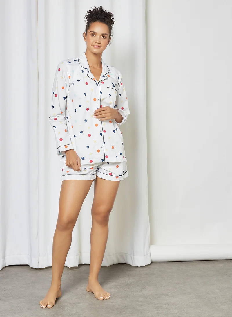 Dandelion Milky Way Lounge Shorts Set White
