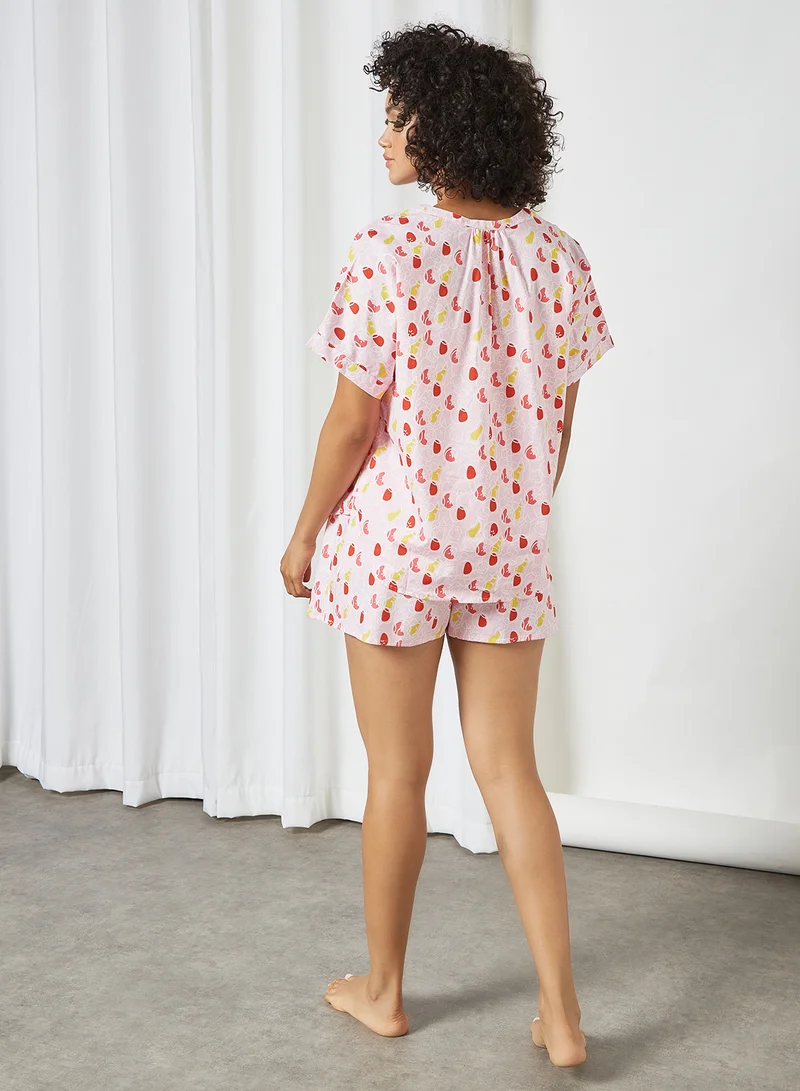 Dandelion Sangria Lounge Shorts Set White
