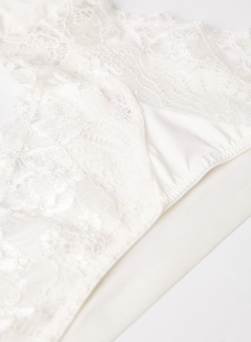 Dorina - Lace Panel High-Cut Briefs Ivory - Image 1