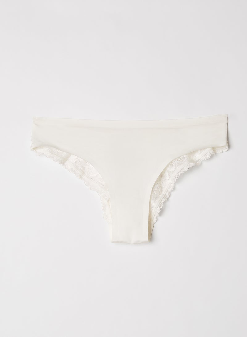 Dorina - Lace Panel High-Cut Briefs Ivory - Image 1