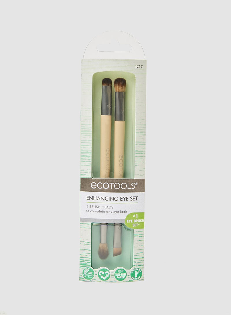 Ecotools - Duo Eyeshadow Makeup Brush Set, Define Blend & Smudge, Set of 4 Brush Heads Multicolour - Image 1