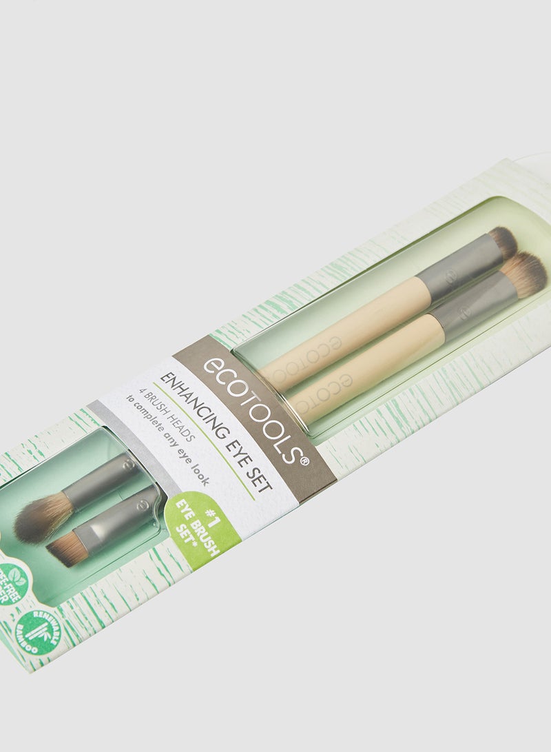 Ecotools - Duo Eyeshadow Makeup Brush Set, Define Blend & Smudge, Set of 4 Brush Heads Multicolour - Image 1