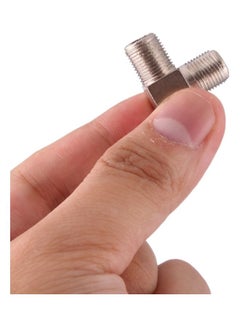 oem 3 Ways F Female Plug To Double F Female Plug T Adapter Silver  - Image 4