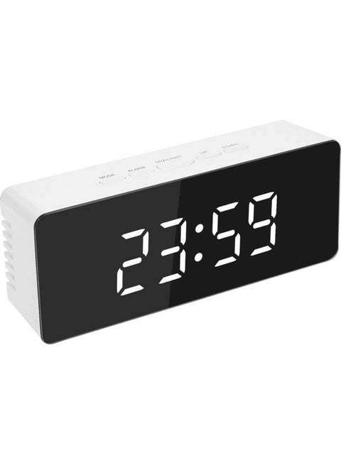 Mirror Digital Alarm Clock White 14.50 x 4.30 x 7.80cm