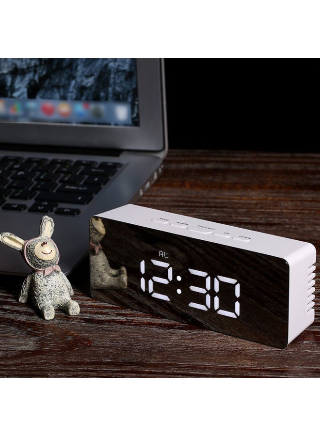 Generic - Mirror Digital Alarm Clock White 14.50 x 4.30 x 7.80cm - Image 1